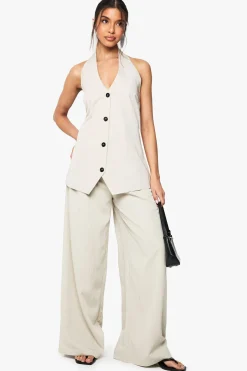 Pantalon Tailleur Fluide Plissé à Jambes Larges