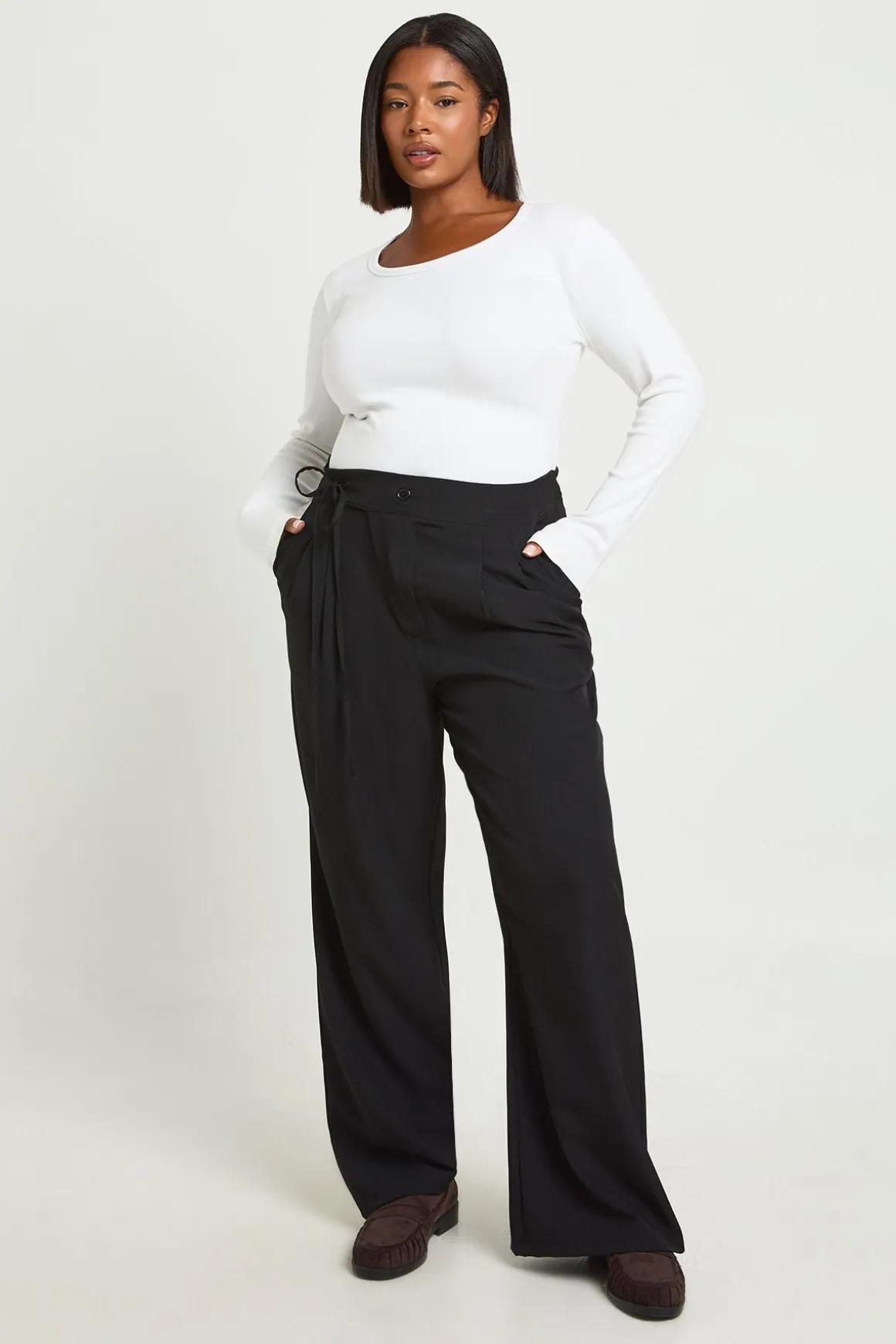 Pantalon Tailleur Grande Taille À Taille Cache-cœur
