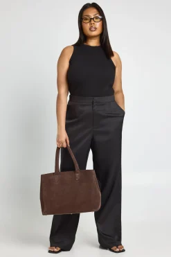 Pantalon Tailleur Grande Taille Chiné Taille Mi-haute