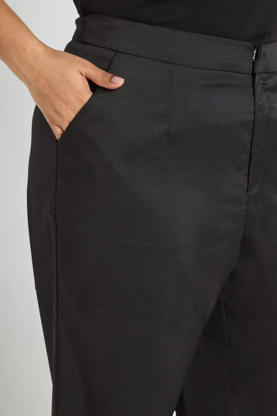 Pantalon Tailleur Grande Taille Chiné Taille Mi-haute