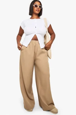 boohoo Pantalon Tailleur Grande Taille à Taille Élastique<Femme Pantalons