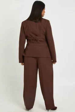 Pantalon Tailleur Grande Taille à Jambes Évasées