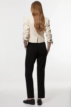 Pantalon tailleur incontournable stretch compact à taille haute et jambe étroite