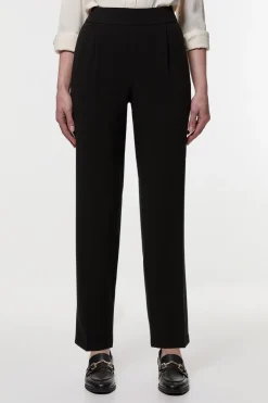 Pantalon tailleur incontournable stretch compact à taille haute et jambe étroite
