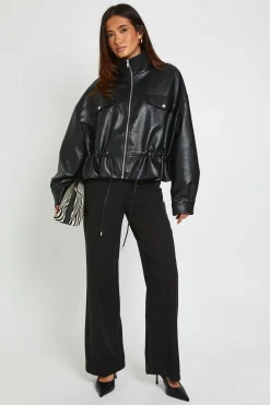 Pantalon Tailleur à Jambe Droite et Taille Haute