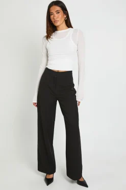 Pantalon Tailleur à Jambe Droite et Taille Haute