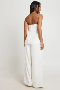 Pantalon Tailleur Jambe Large À Ceinture Dissimulée
