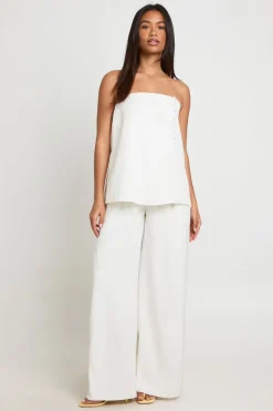 Pantalon Tailleur Jambe Large À Ceinture Dissimulée
