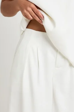 Pantalon Tailleur Jambe Large À Ceinture Dissimulée