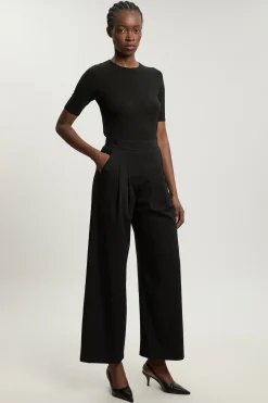 Pantalon Tailleur À Jambe Large Avec Détails Plissés