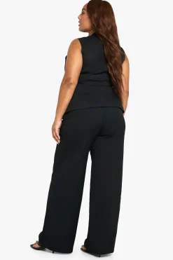 Pantalon tailleur à jambes larges Plus
