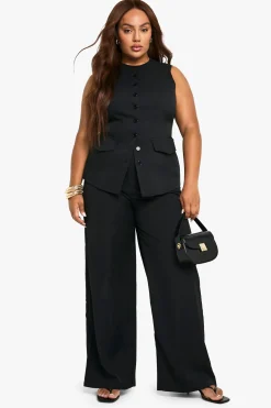 Pantalon tailleur à jambes larges Plus