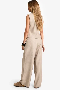 Pantalon Tailleur à Jambes Larges à Fines Rayures