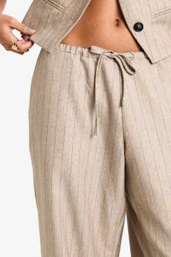 Pantalon Tailleur à Jambes Larges à Fines Rayures