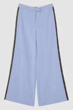 KarenMillen Pantalon tailleur à jambes larges avec appliqué en dentelle contrastée<Femme Pantalons|Tailleurs