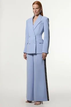 KarenMillen Pantalon tailleur à jambes larges avec appliqué en dentelle contrastée<Femme Pantalons|Tailleurs