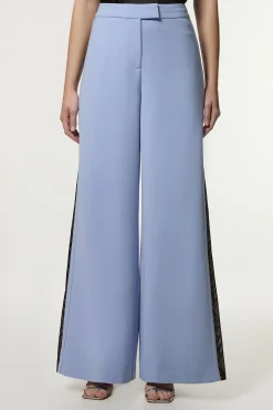 KarenMillen Pantalon tailleur à jambes larges avec appliqué en dentelle contrastée<Femme Pantalons|Tailleurs