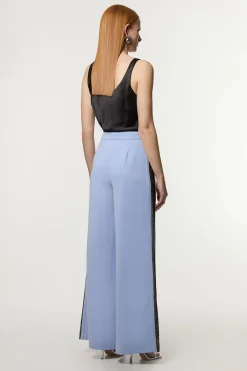 KarenMillen Pantalon tailleur à jambes larges avec appliqué en dentelle contrastée<Femme Pantalons|Tailleurs