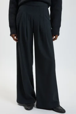 Pantalon Tailleur À Jambes Larges À Fines Rayures
