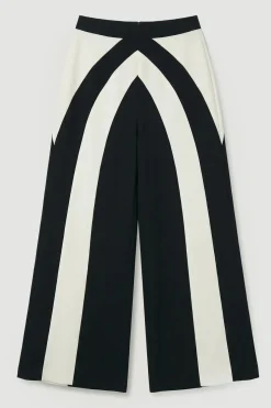 Pantalon Tailleur Large à Blocs de Couleurs en Stretch Compact