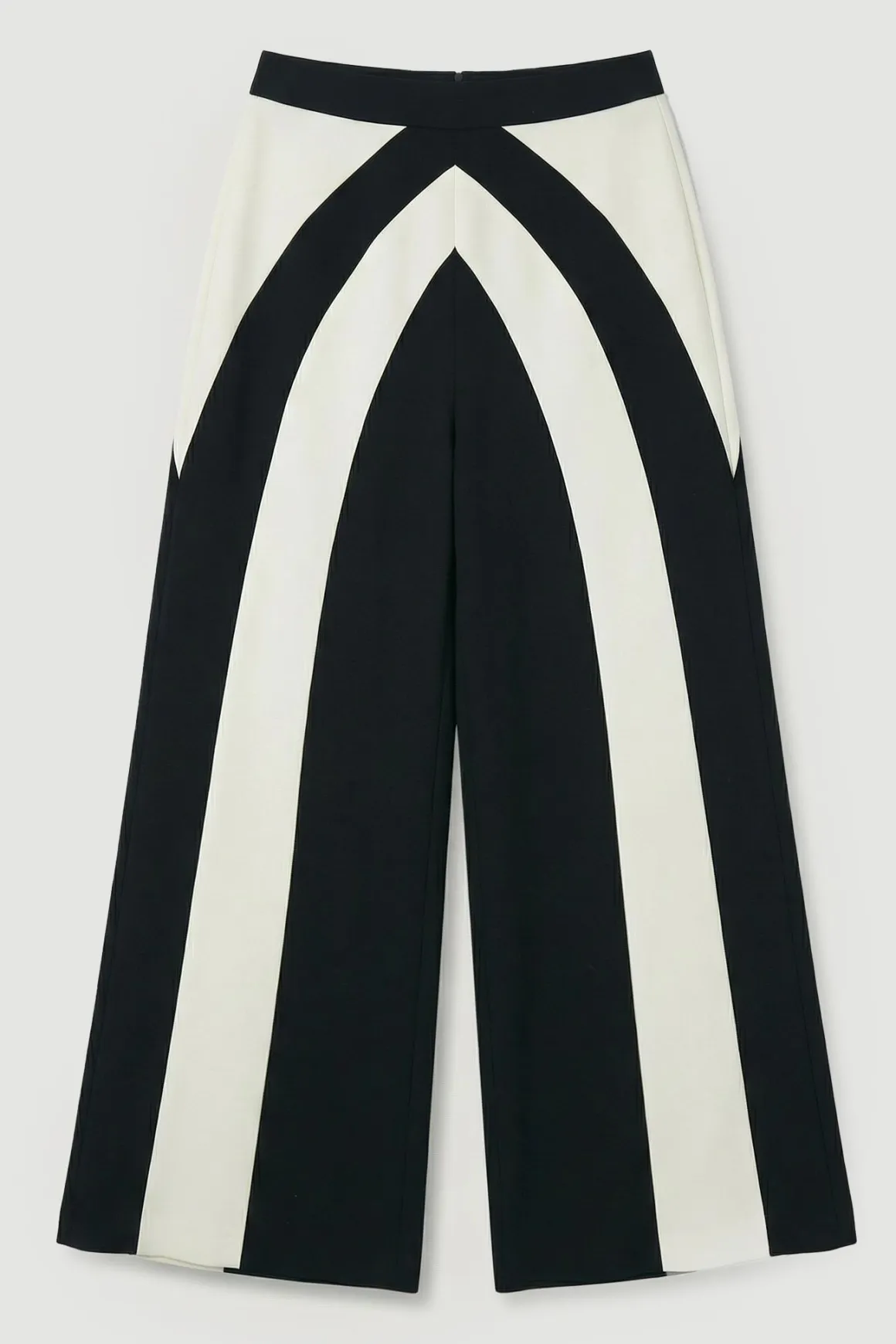 Pantalon Tailleur Large à Blocs de Couleurs en Stretch Compact
