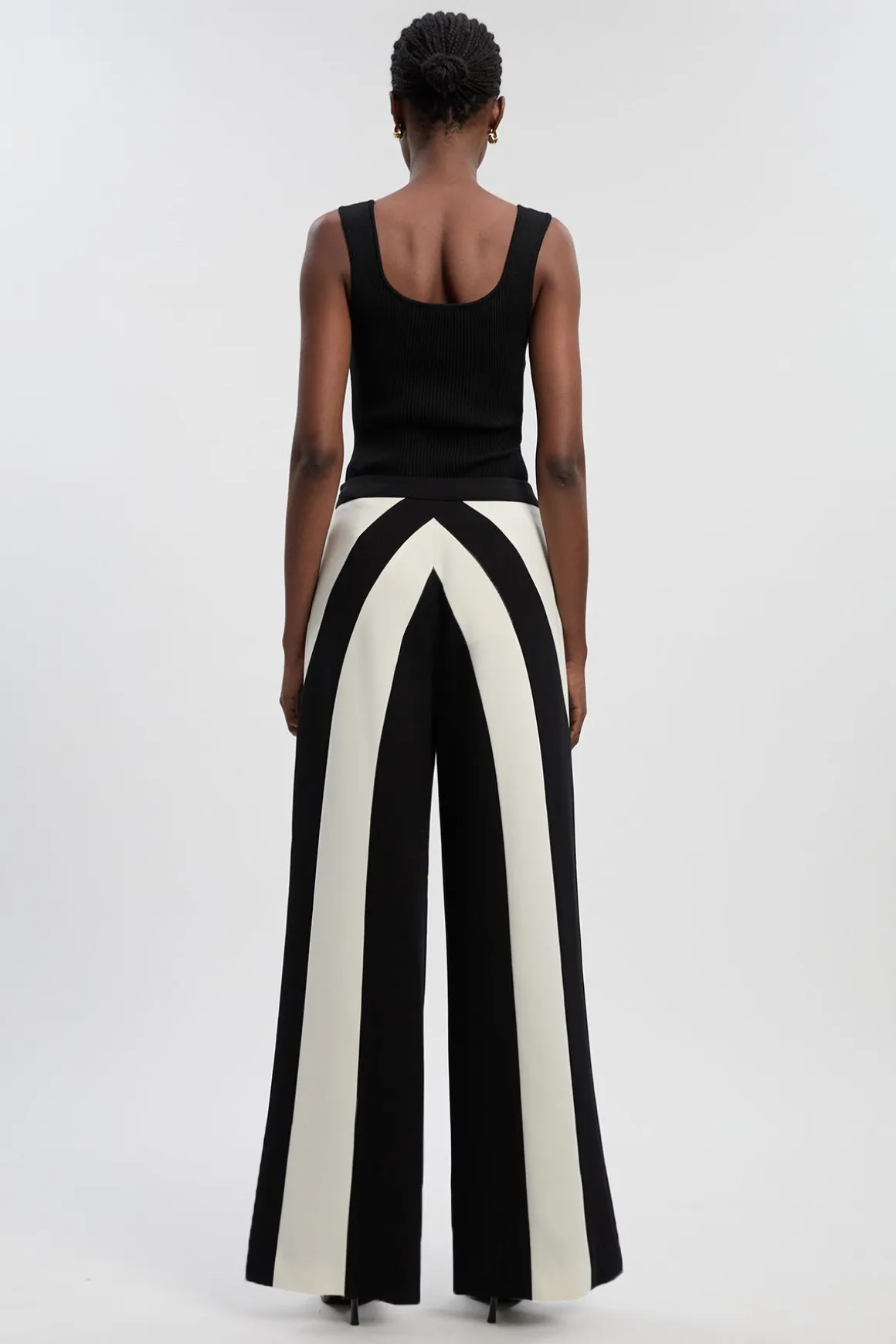 Pantalon Tailleur Large à Blocs de Couleurs en Stretch Compact