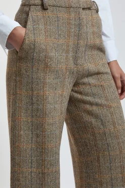 Pantalon Tailleur Large À Carreaux En Laine