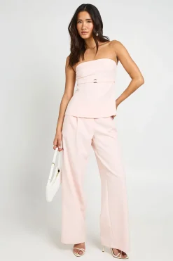 Pantalon Tailleur Large À Détails Plissés
