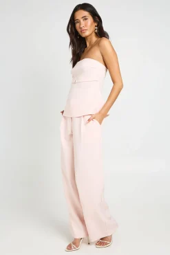 Pantalon Tailleur Large À Détails Plissés