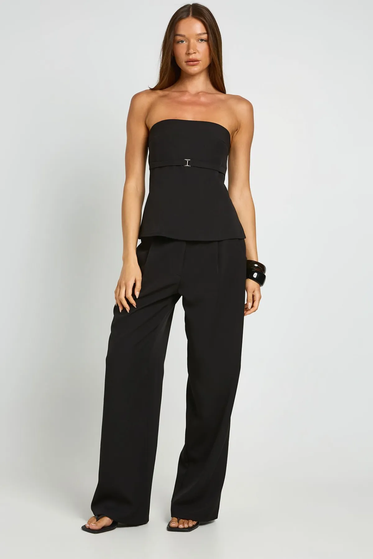 boohoo Pantalon Tailleur Large À Détail De Plis<Femme Pantalons