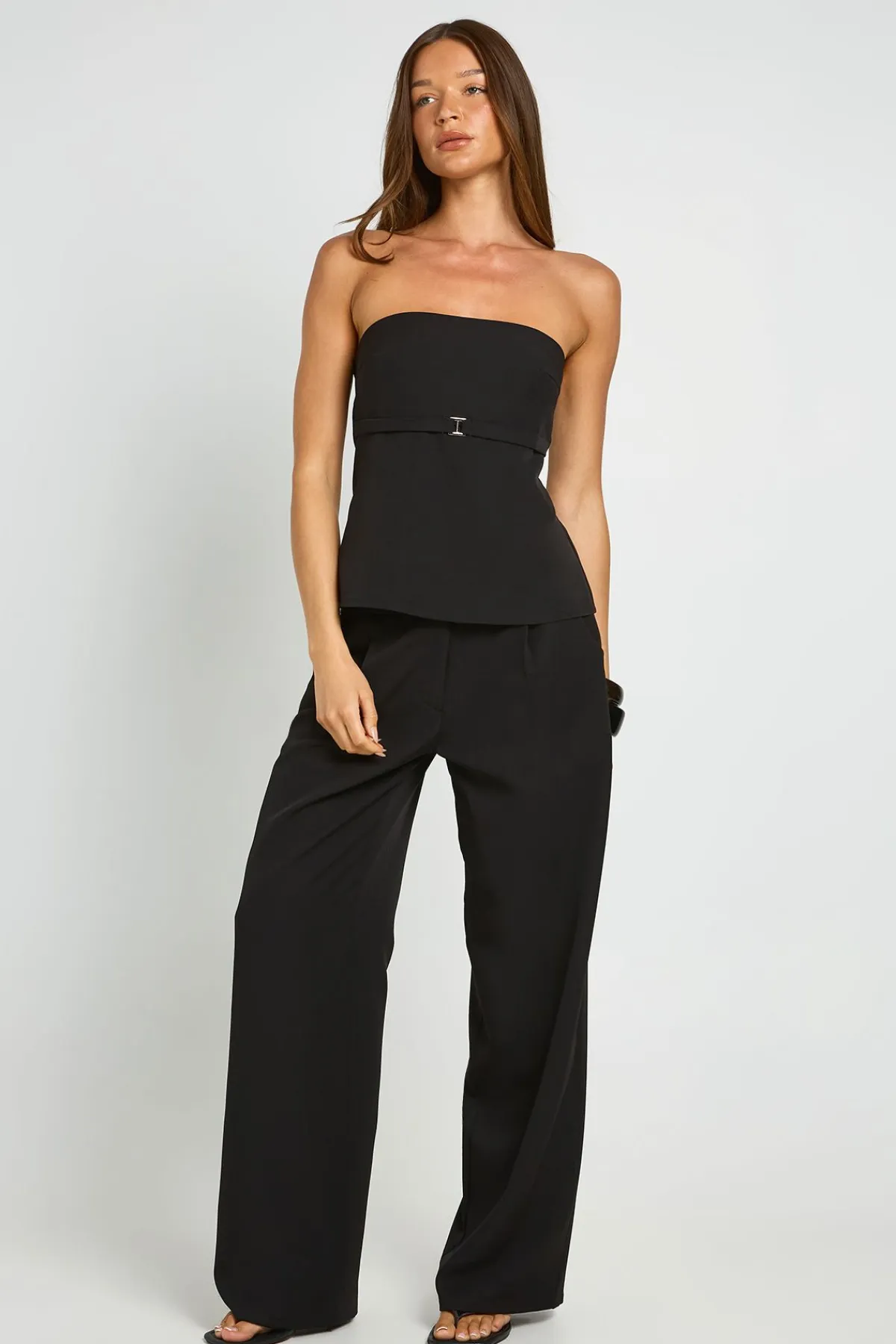 boohoo Pantalon Tailleur Large À Détail De Plis<Femme Pantalons