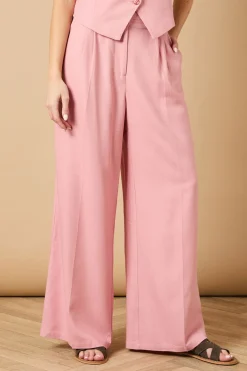 Pantalon Tailleur Large en Lin