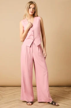 Pantalon Tailleur Large en Lin