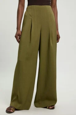 Pantalon Tailleur Large En Mélange De Viscose