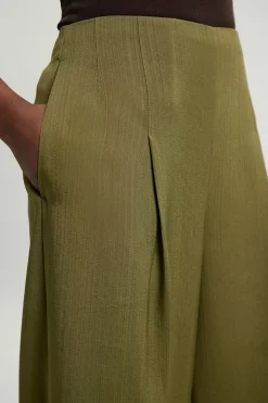 Pantalon Tailleur Large En Mélange De Viscose