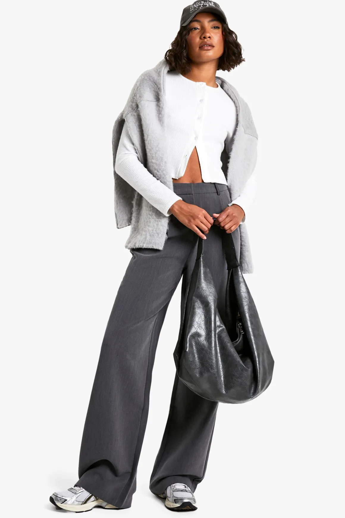 Pantalon Tailleur Large Et Long À Jambes Évasées