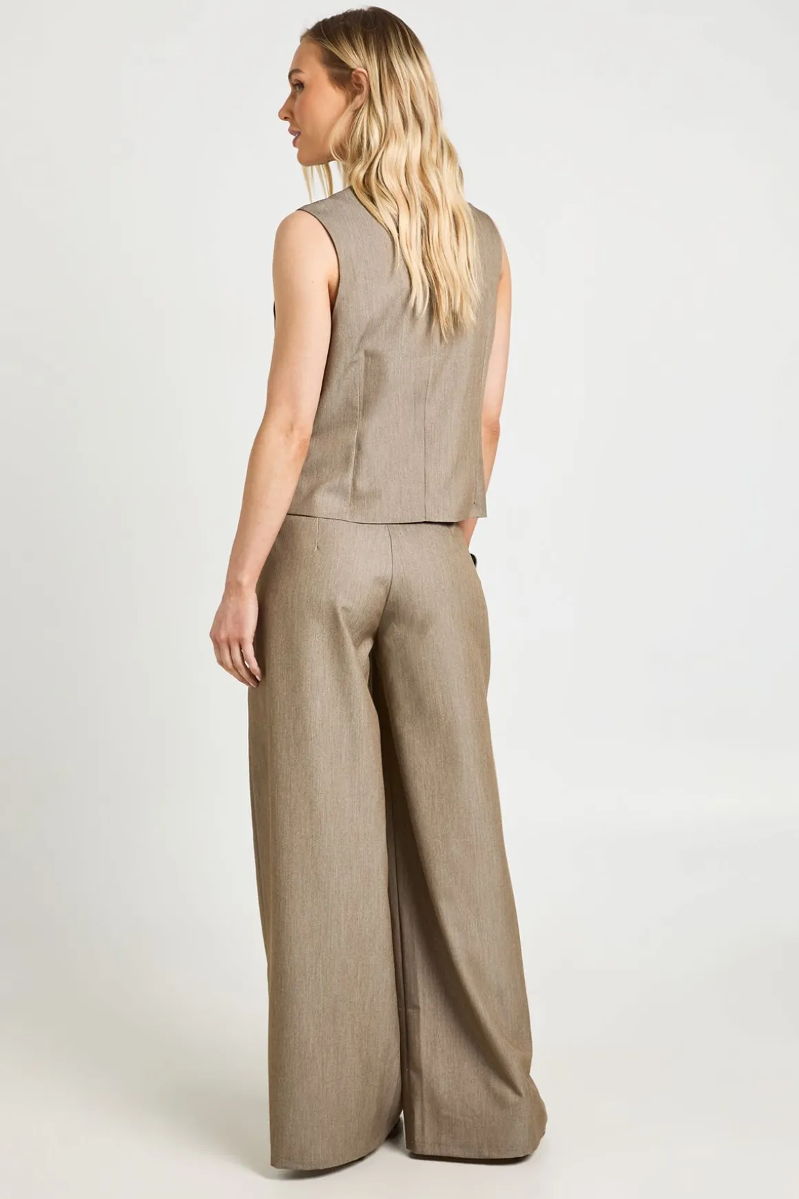 Pantalon Tailleur Large Plissé Petite