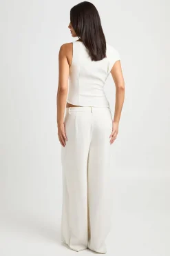 Pantalon Tailleur Large À Rabats De Poche