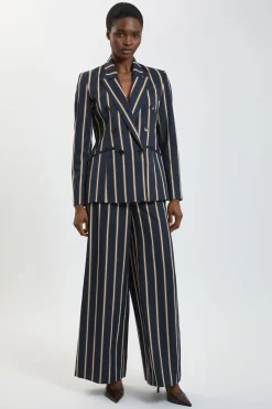 Pantalon Tailleur Large À Rayures