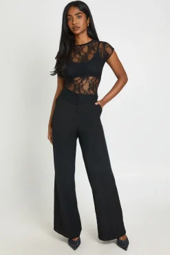 Pantalon Tailleur Large À Taille Dissimulée