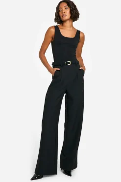 boohoo Pantalon Tailleur Large Taille Haute Essentiel Tall<Femme Pantalons|Tailleurs