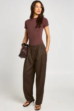 boohoo Pantalon Tailleur Large À Taille Haute Plissée<Femme Pantalons