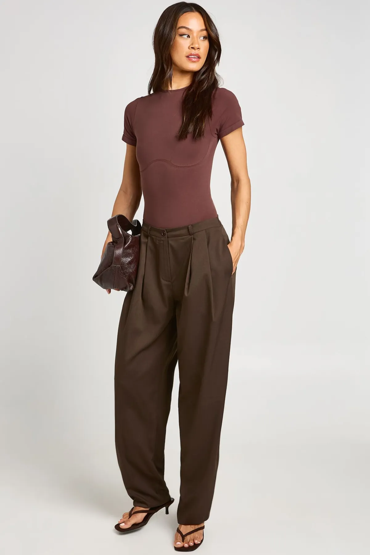 boohoo Pantalon Tailleur Large À Taille Haute Plissée<Femme Pantalons