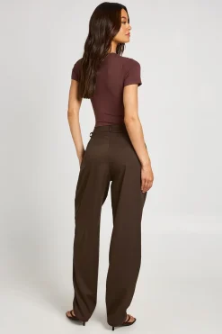 boohoo Pantalon Tailleur Large À Taille Haute Plissée<Femme Pantalons