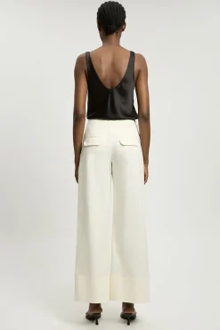Pantalon Tailleur Petite En Coton À Détails De Boutons