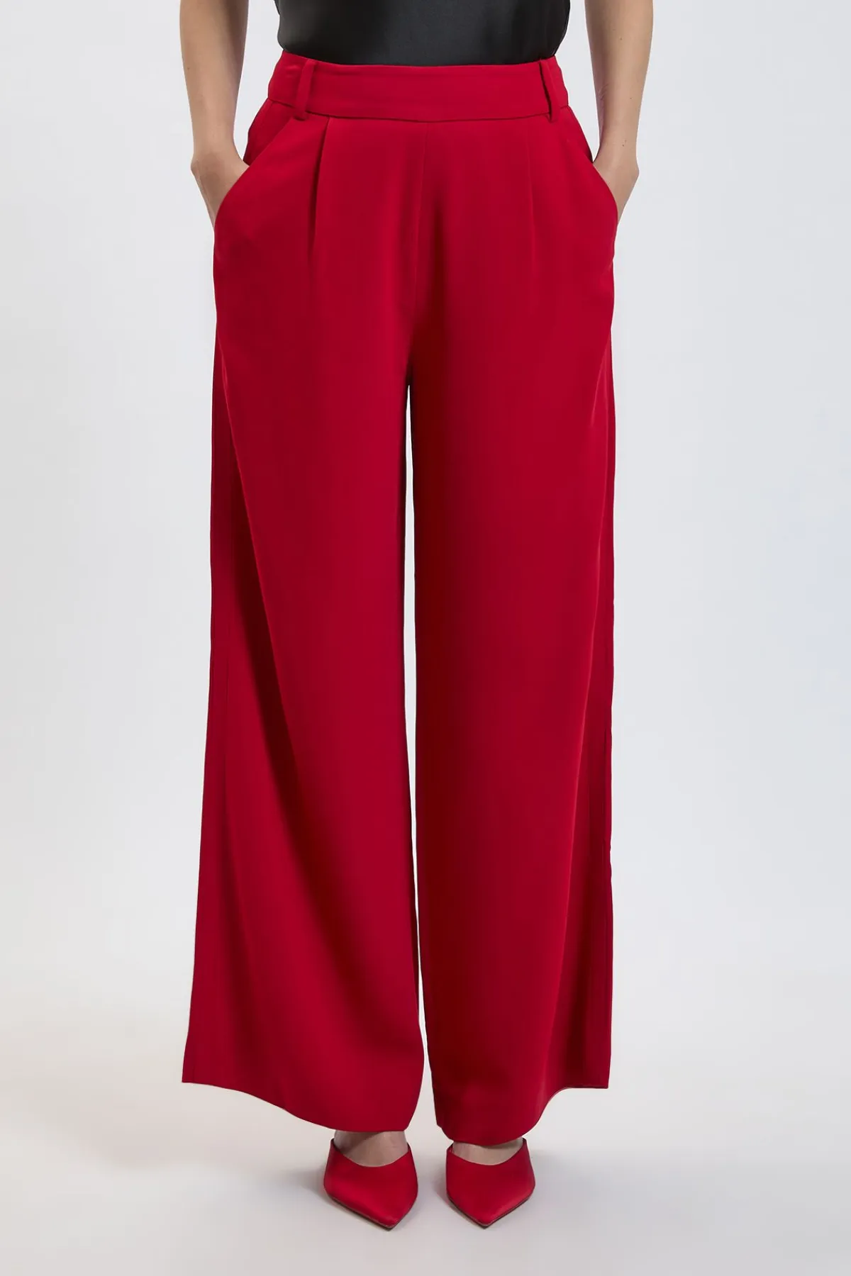 KarenMillen Pantalon Tailleur Petite Taille Jambe Large En Viscose Stretch Compacte<Femme Pantalons