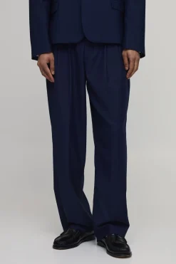 boohooMAN Pantalon Tailleur À Plis Brodé Coupe Décontractée<Homme Tout Afficher|Costumes Et Tenues Formelles