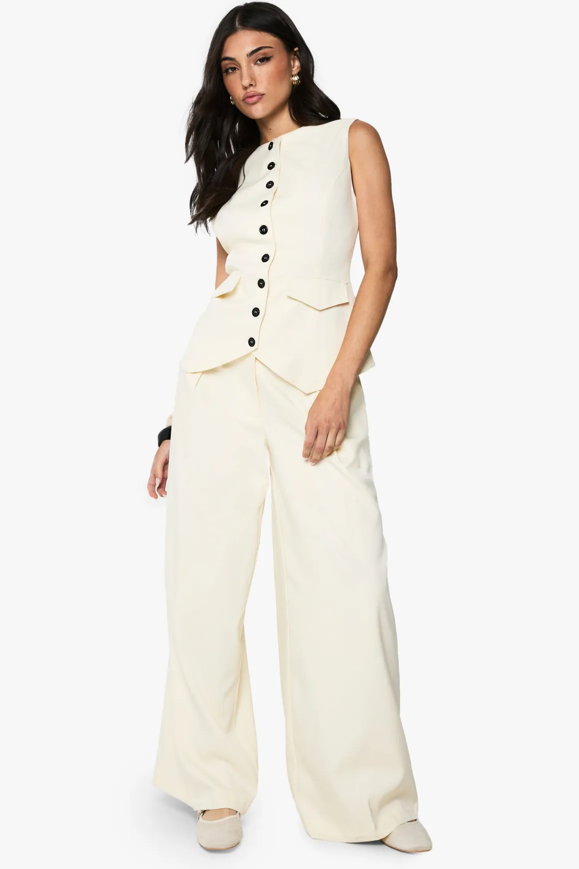 Pantalon Tailleur Plissé À Jambe Extra Large