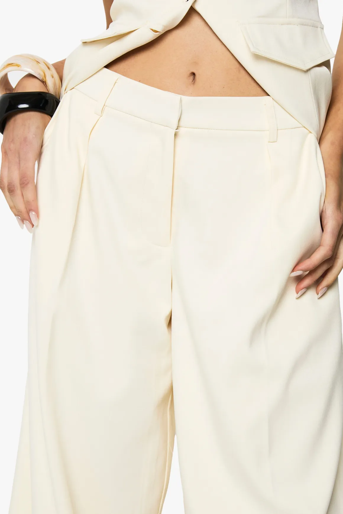 Pantalon Tailleur Plissé À Jambe Extra Large