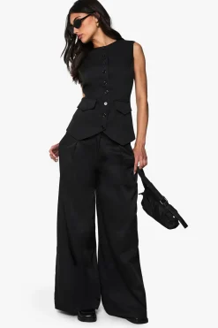 Pantalon Tailleur Plissé À Jambe Ultra Large